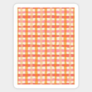 Cute summer warm plaid tartan pattern, in soft pink, buttery yellow, marvellous mustard and raspberry pink Sticker